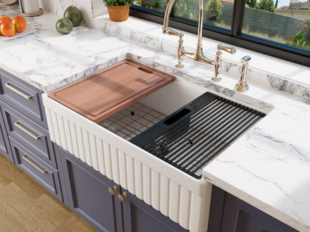 33 inch fluted fireclay farmhouse sink