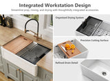 NOZLOO 30" Grooved Apron Fireclay Farmhouse Sink with Workstation Kit