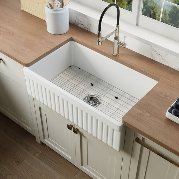 NOZLOO 33" Reversible Apron Fireclay Farmhouse Sink