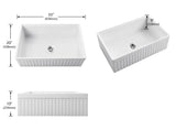 33 x 20 inch ribbed apron fireclay farmhouse sink dimension diagram with 10 inch apron and 9 inch bowl depth