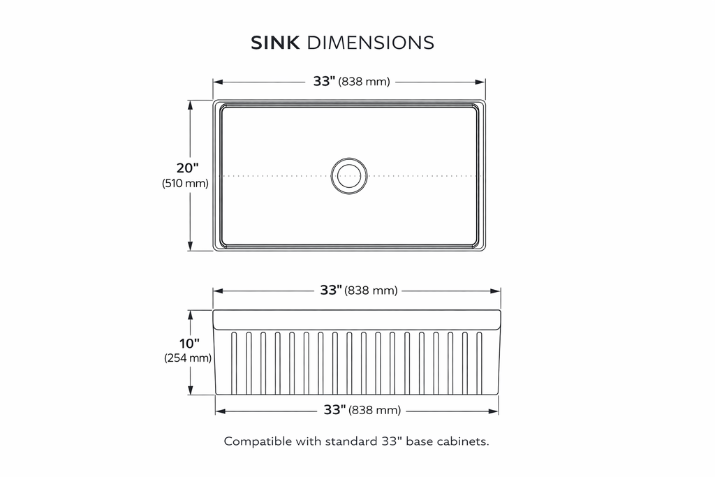 NOZLOO 33 inch Fireclay Farmhouse Workstation Sink