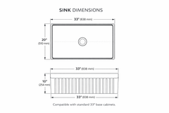 NOZLOO 33 inch Fireclay Farmhouse Workstation Sink
