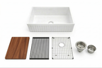NOZLOO 33 inch Fireclay Farmhouse Workstation Sink