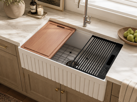 30 inch fluted fireclay farmhouse sink