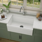 NOZLOO 30 Inch Fireclay Farmhouse Workstation Sink
