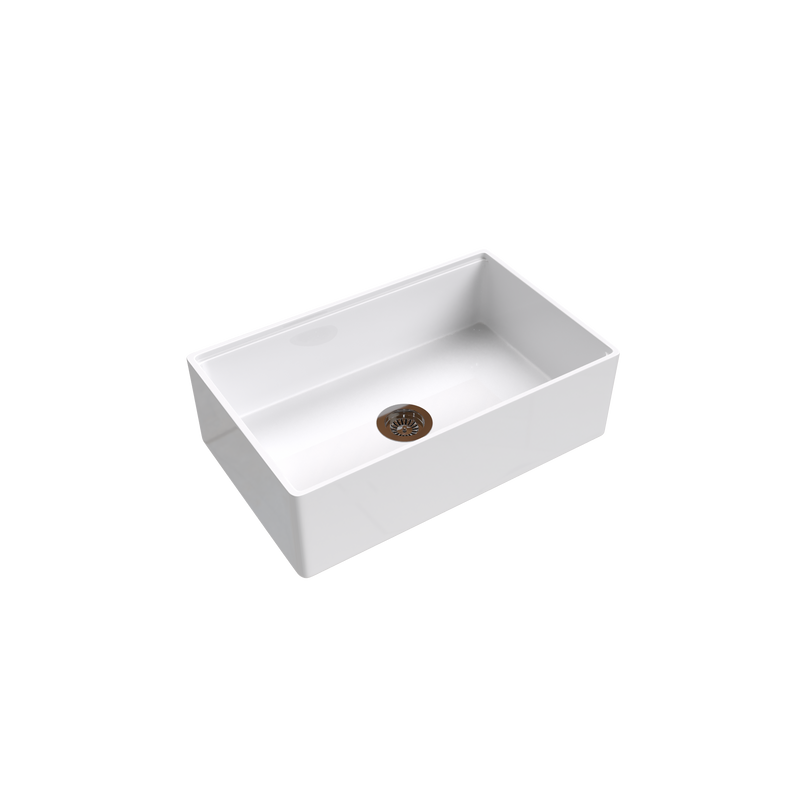 NOZLOO 33" Undermount Single Bowl Kitchen Sink – Fireclay Smooth Apron