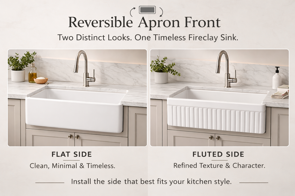 NOZLOO 33 inch Fireclay Farmhouse Workstation Sink